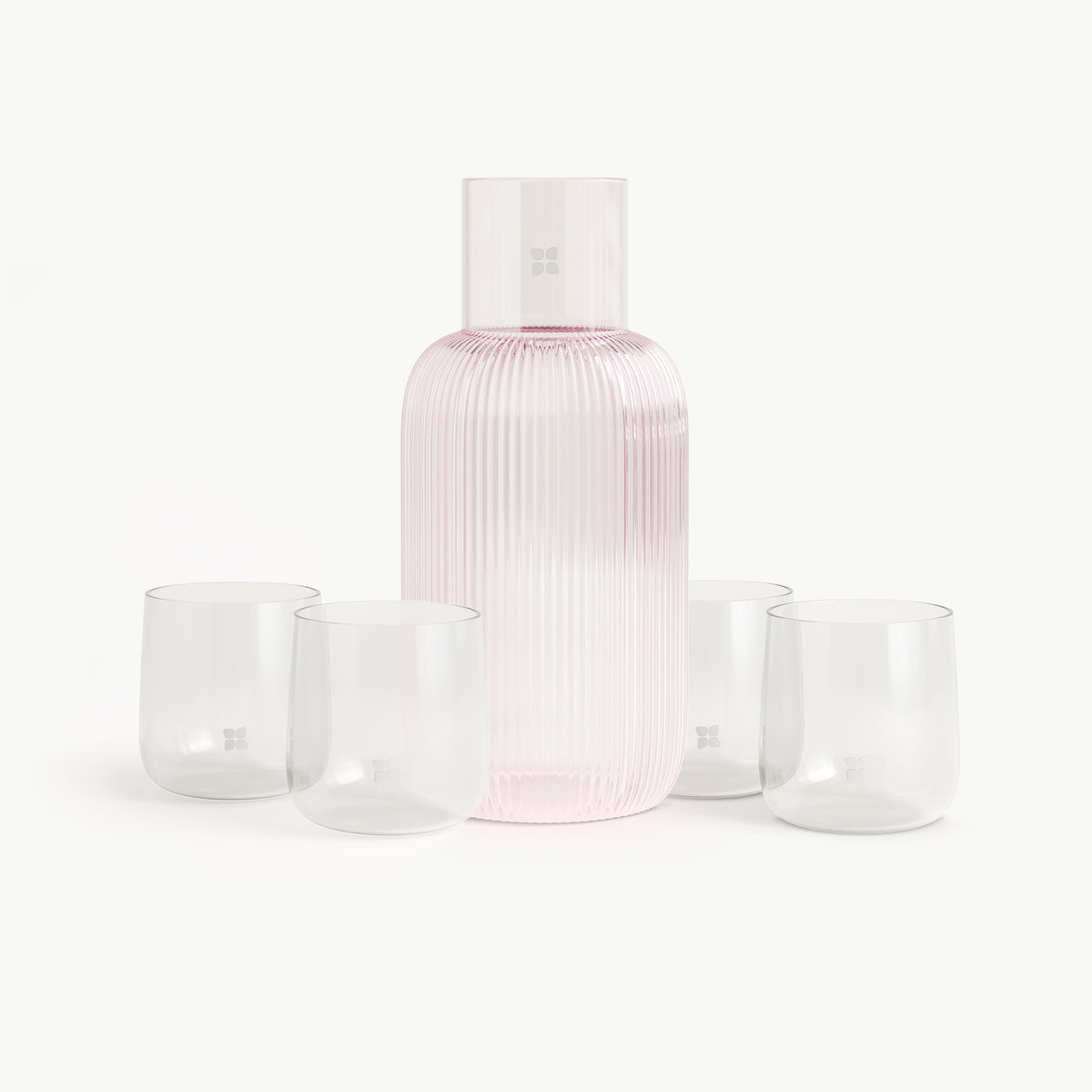 Fluted Carafe + Clear Glass Set (4)