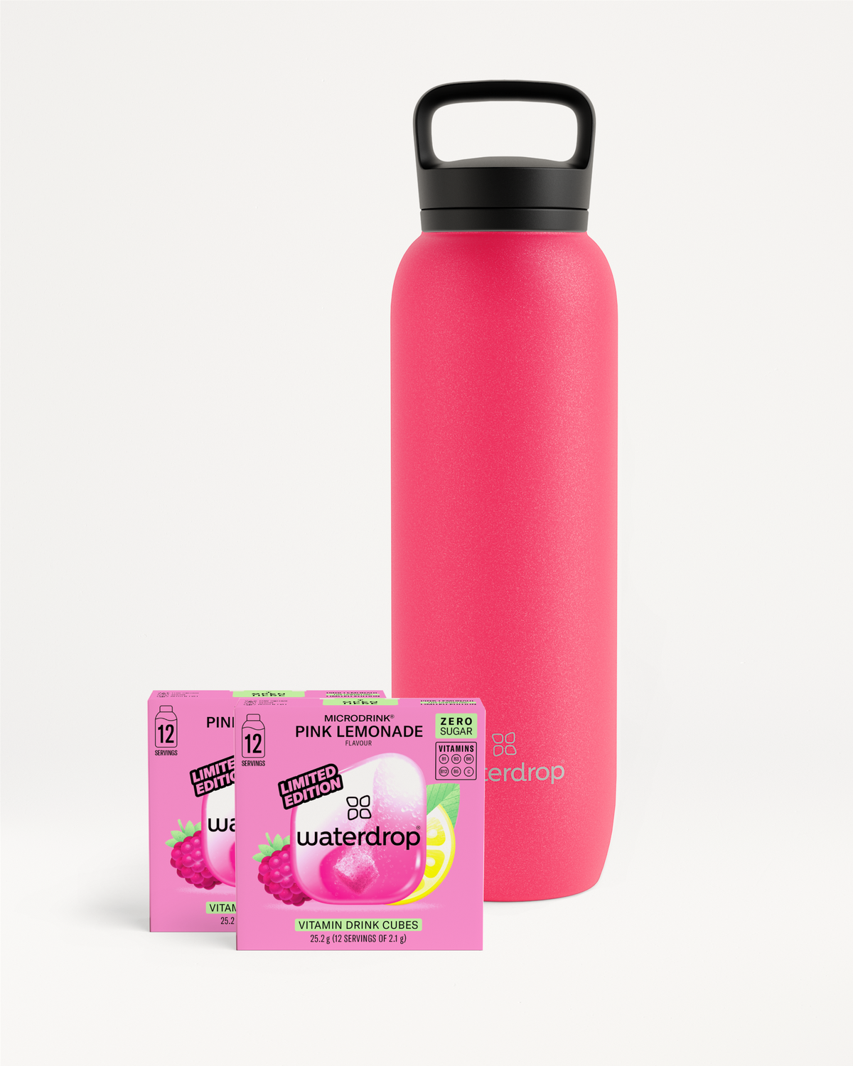 PINK LEMONADE Hydration Set: 1L Neon Bottle Spout Lid