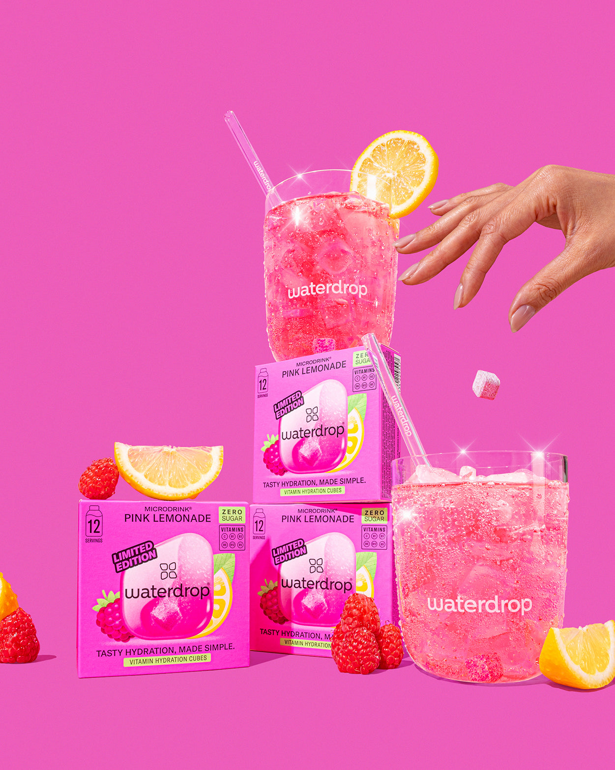 PINK LEMONADE Hydration Set: 1L Neon Bottle Spout Lid