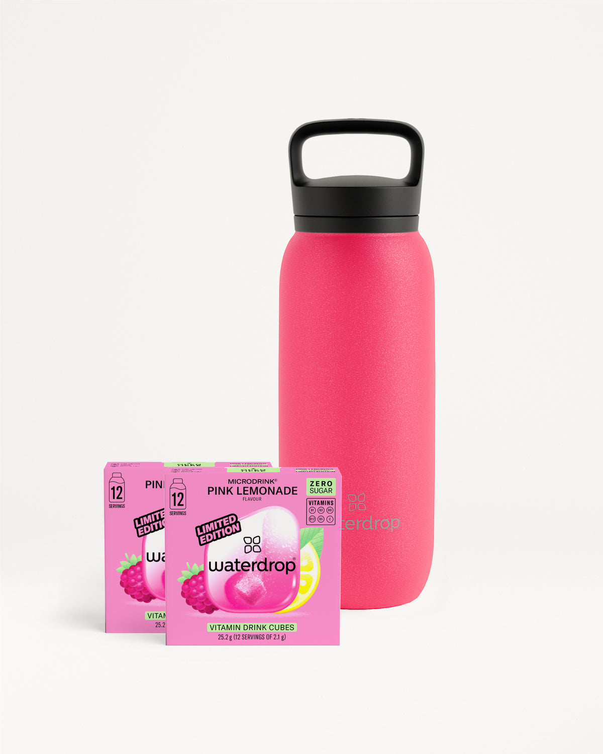 PINK LEMONADE Hydration Set: 600ml Neon Bottle Spout Lid